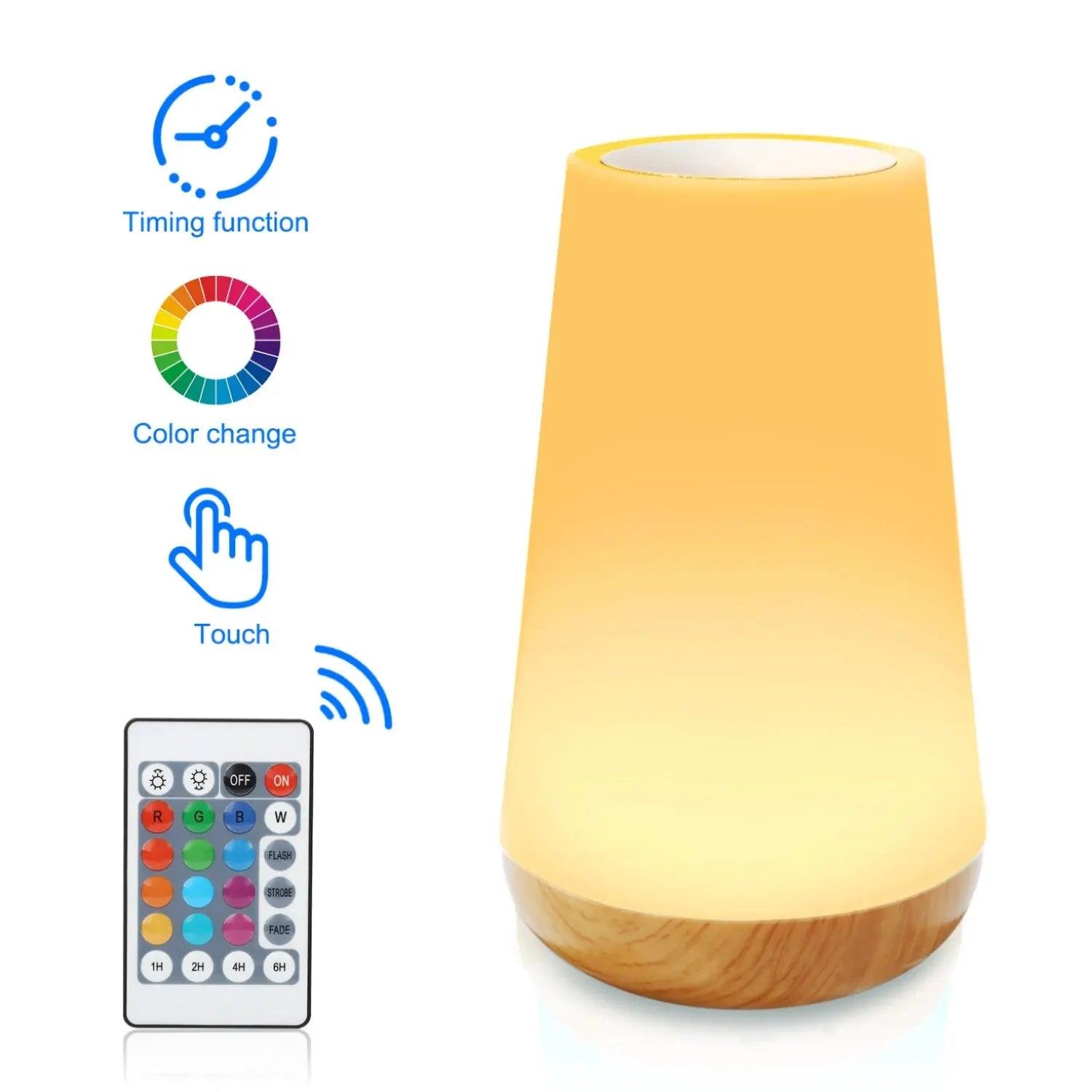 Creative Remote Control Wooden Pattern Touch Night Light Photography Desk Lamp Bedroom Bedside Colorful Atmosphere Lamp Yes