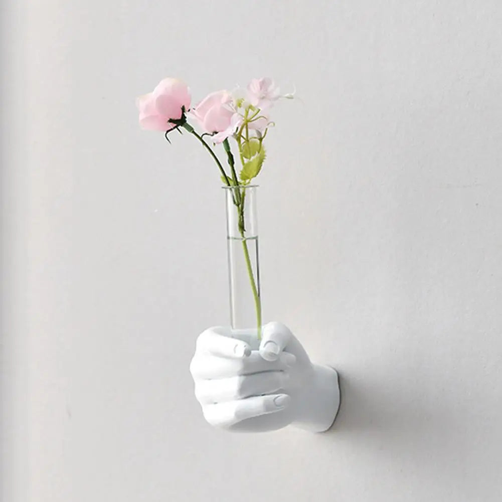 Creative Resin Flower Pot Wall Hanging Hand-shaped Flower Vase for Dried Flowers Decoration Hand Held Vases Art Home Ornament