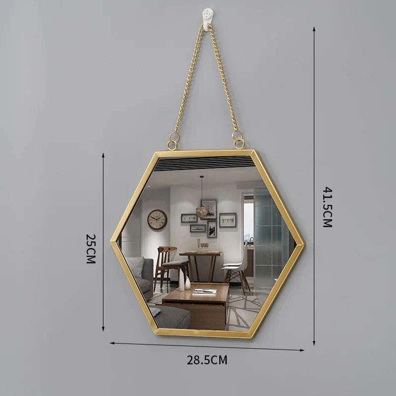 Creative Round Bathroom Wall Mirror Home Bathroom Vanity Chain Wall Hanging Makeup Mirror Art Interior Decoration Ornaments New