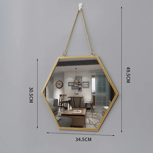 Creative Round Bathroom Wall Mirror Home Bathroom Vanity Chain Wall Hanging Makeup Mirror Art Interior Decoration Ornaments New