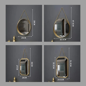 Creative Round Bathroom Wall Mirror Home Bathroom Vanity Chain Wall Hanging Makeup Mirror Art Interior Decoration Ornaments New