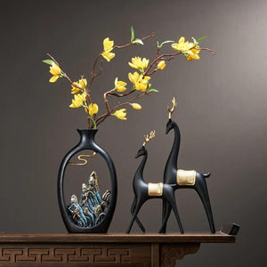 Creativity Japanese style feng shui wealth vase office Living room desktop decoration vases for home decor Accessories Art gift