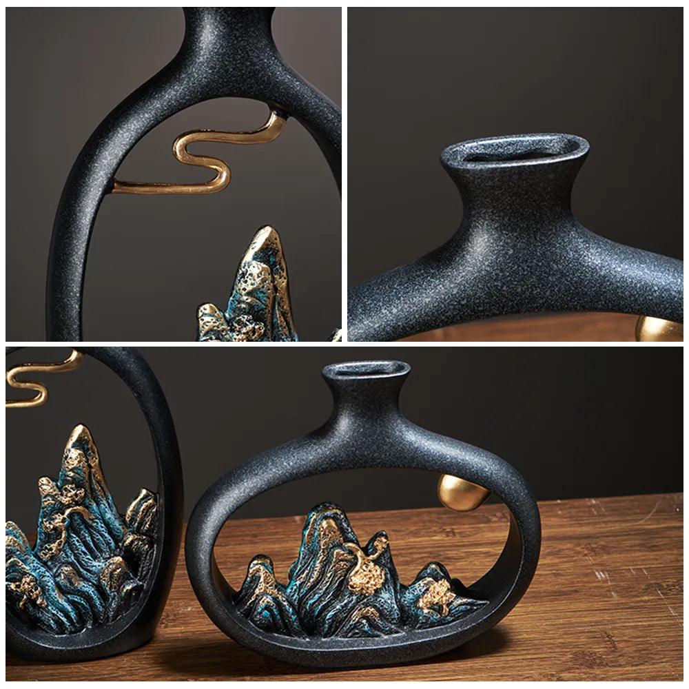 Creativity Japanese style feng shui wealth vase office Living room desktop decoration vases for home decor Accessories Art gift