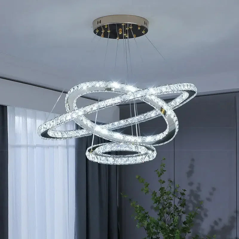 Lámpara de araña de cristal para escalera, sala de estar, apartamento, vestíbulo, sala de exposiciones, iluminación colgante Winfordo