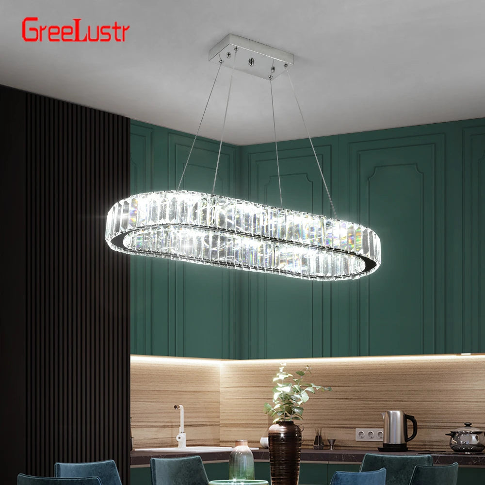 Lámpara Led de diseño ovalado de cristal, colgante de cristal grande moderno, accesorios de iluminación para sala de estar, dormitorio, Lustres de techo