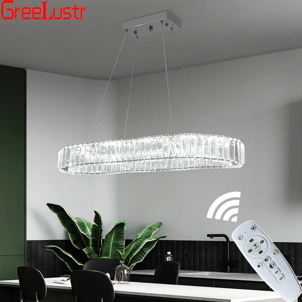 Lámpara Led de diseño ovalado de cristal, colgante de cristal grande moderno, accesorios de iluminación para sala de estar, dormitorio, Lustres de techo