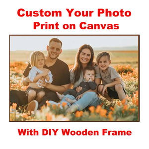 Custom Print Your Photo Canvas Painting Poster with DIY Wooden Frame HD Prints Wall Art Decor Pet Kids Family Landscape Picture