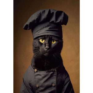 Cute Chef Cat Painting Print Canvas Poster Funny Animal Cooking Picture Abstract Wall Art Kitchen Dining Room Home Decor Cuadros