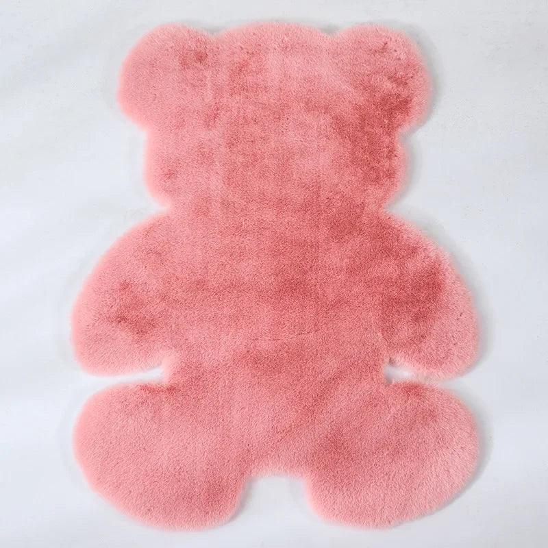 Cute Children Room's Rugs Rabbit Bear Bedroom Furry Floor Mat Kawaii Washable Thermal Carpet For Baby Entrance Kids Door Mats