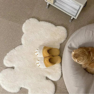 Cute Children Room's Rugs Rabbit Bear Bedroom Furry Floor Mat Kawaii Washable Thermal Carpet For Baby Entrance Kids Door Mats