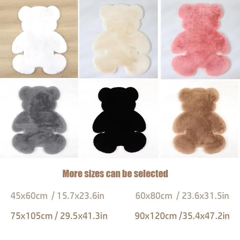 Cute Children Room's Rugs Rabbit Bear Bedroom Furry Floor Mat Kawaii Washable Thermal Carpet For Baby Entrance Kids Door Mats