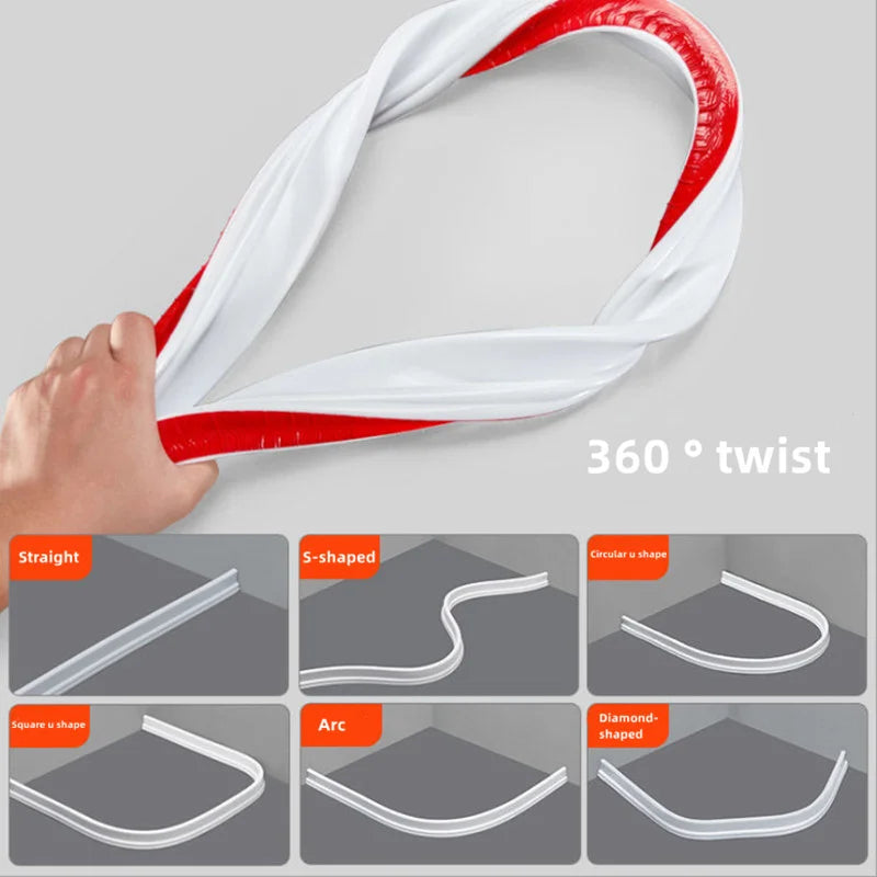 DIY Self-Adhesive Silicone Bendable Water Retaining Strip Shower Water Barrier Highl for Bathroom Separation Shower Accessories