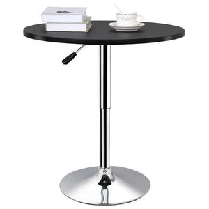 Design Adjustable Chrome Base Round Swivel Bar Table for Bistro Café, Black