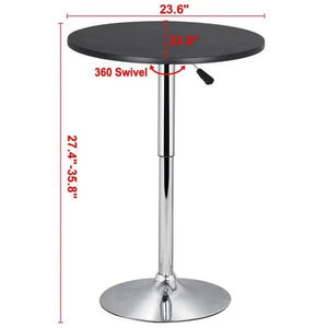 Design Adjustable Chrome Base Round Swivel Bar Table for Bistro Café, Black