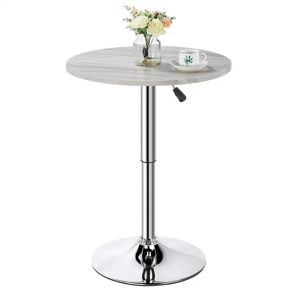 Design Adjustable Chrome Base Round Swivel Bar Table for Bistro Café, Black