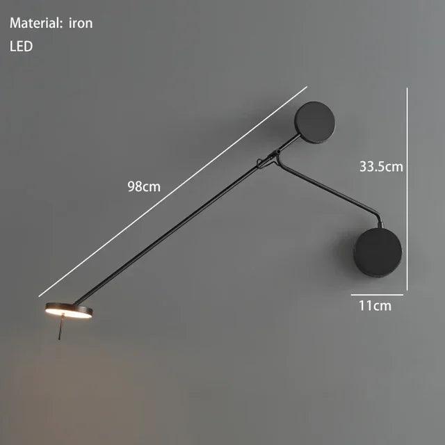 Designer Black Wall Lamp for Bedroom Study Room with Adjustable Swing Arm Wall Light Creative Long pole Flexible Wall Lamp