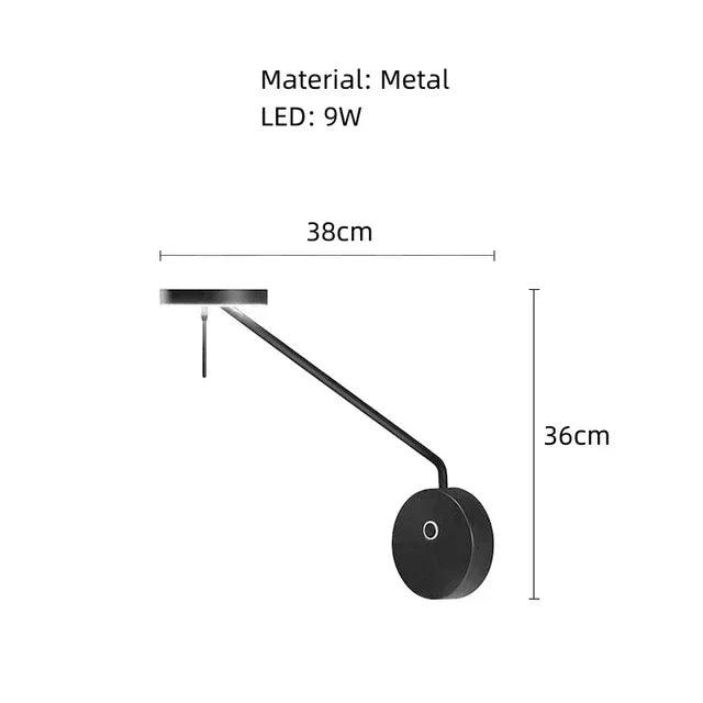 Designer Black Wall Lamp for Bedroom Study Room with Adjustable Swing Arm Wall Light Creative Long pole Flexible Wall Lamp