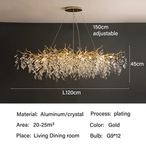 Dining Room Chandelier Long Shaped Dining Room Circular Branch Simple French Luxury Villa Living Room Crystal Lighting Fixtures