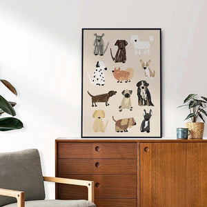 Dogs Black and White Print Animal Dogs Breed Drawing Wall Art Kids Room Decoration Dog Lover Gift Poster Picture Canvas Painting