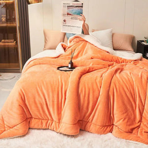 Double Layer Thickened Lamb Plush Blanket Plush Fleece Plaids For Bed Sofa Soft Warm Coral Fleece Blanket Winter Warm Blankets