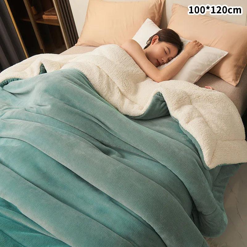 Double Layer Thickened Lamb Plush Blanket Plush Fleece Plaids For Bed Sofa Soft Warm Coral Fleece Blanket Winter Warm Blankets