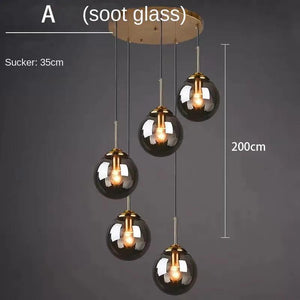 Dropshipping Modern Glass Ball Chandelier Nordic Retro Long Staircase Pendant Lamp for Living Room Home Decor Lighting Fixtures