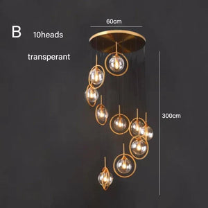 Dropshipping Modern Glass Ball Chandelier Nordic Retro Long Staircase Pendant Lamp for Living Room Home Decor Lighting Fixtures