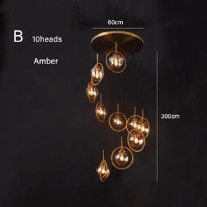 Dropshipping Modern Glass Ball Chandelier Nordic Retro Long Staircase Pendant Lamp for Living Room Home Decor Lighting Fixtures