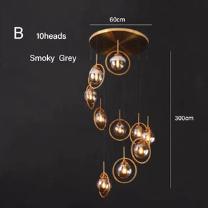 Dropshipping Modern Glass Ball Chandelier Nordic Retro Long Staircase Pendant Lamp for Living Room Home Decor Lighting Fixtures