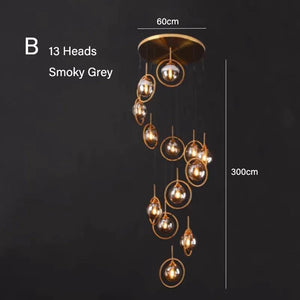 Dropshipping Modern Glass Ball Chandelier Nordic Retro Long Staircase Pendant Lamp for Living Room Home Decor Lighting Fixtures