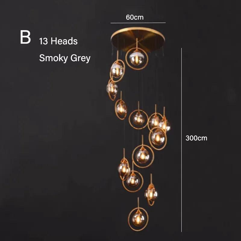 Dropshipping Modern Glass Ball Chandelier Nordic Retro Long Staircase Pendant Lamp for Living Room Home Decor Lighting Fixtures