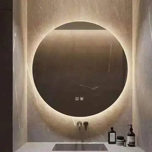 Easy use waterproof frameless led round mirror bath mirror with lights touch screen sensor mirror light bathroom