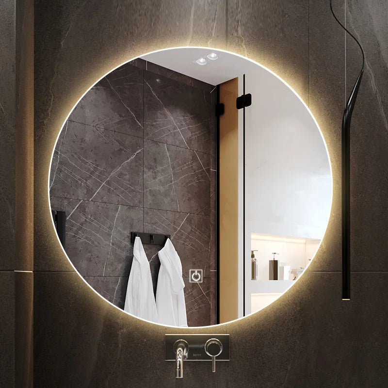 Easy use waterproof frameless led round mirror bath mirror with lights touch screen sensor mirror light bathroom