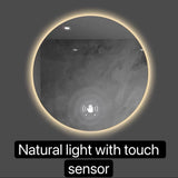 Easy use waterproof frameless led round mirror bath mirror with lights touch screen sensor mirror light bathroom