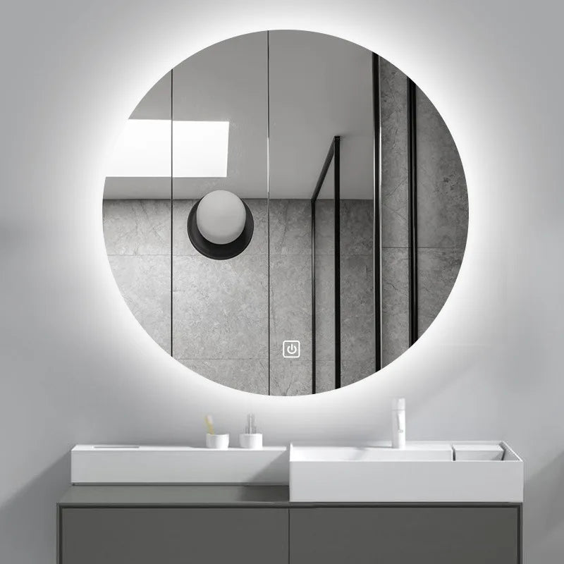 Easy use waterproof frameless led round mirror bath mirror with lights touch screen sensor mirror light bathroom