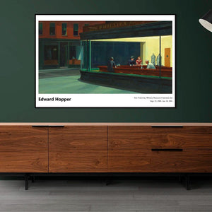 Edward Hopper Exhibition Poster Famous Painting Nighthawks Canvas Print American Realism Art Living Room Home Wall Decor Cuadros