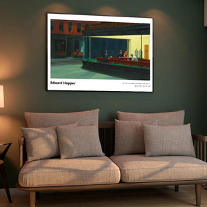 Edward Hopper Exhibition Poster Famous Painting Nighthawks Canvas Print American Realism Art Living Room Home Wall Decor Cuadros