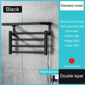 Electric Heated Towel Warmer Rack for Bathroom Wall Mounted Drying Rail Plug-in Heating Bath Towel Warmly and Dry