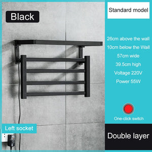 Electric Heated Towel Warmer Rack for Bathroom Wall Mounted Drying Rail Plug-in Heating Bath Towel Warmly and Dry