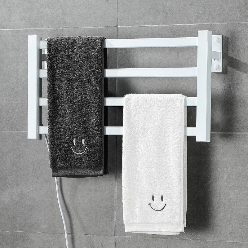 Electric Heated Towel Warmer Rack for Bathroom Wall Mounted Drying Rail Plug-in Heating Bath Towel Warmly and Dry