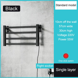 Electric Heated Towel Warmer Rack for Bathroom Wall Mounted Drying Rail Plug-in Heating Bath Towel Warmly and Dry