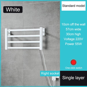 Electric Heated Towel Warmer Rack for Bathroom Wall Mounted Drying Rail Plug-in Heating Bath Towel Warmly and Dry