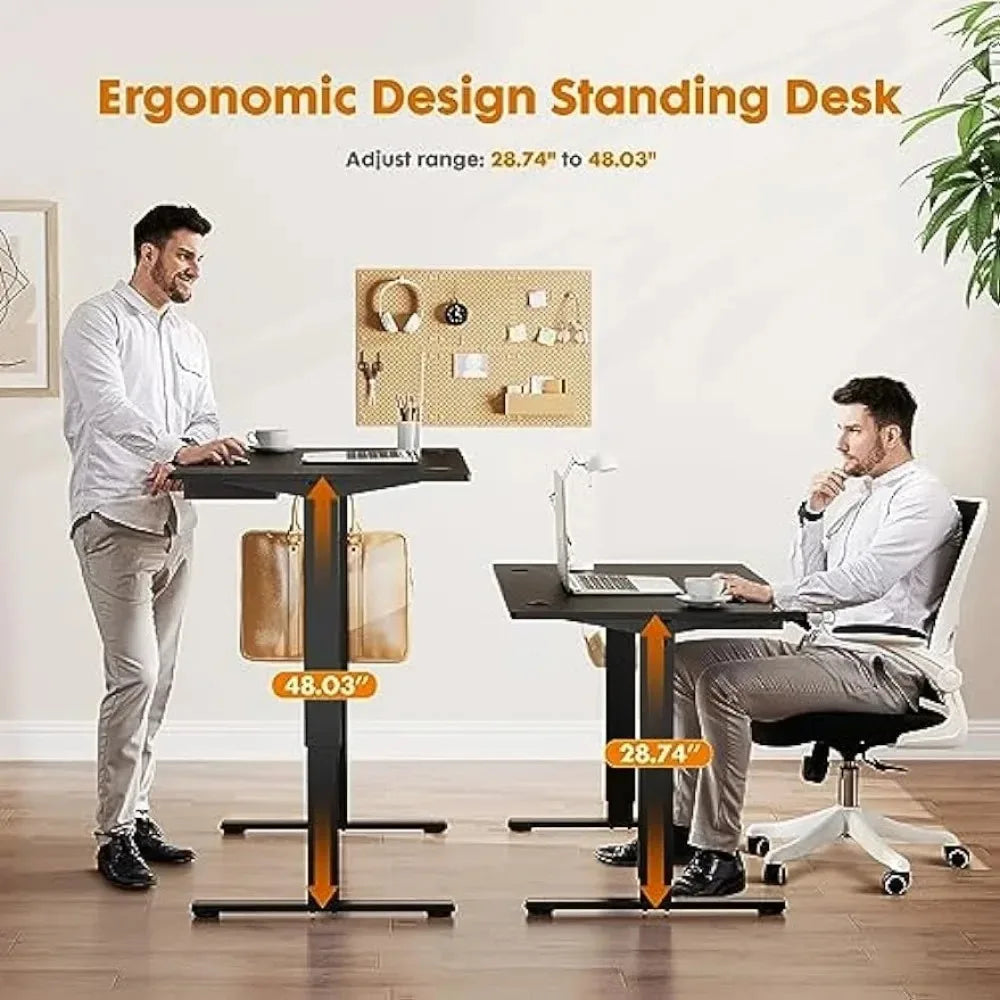 Electric Standing with Drawer 48 x 24 Inches Stand up Desk with Storage Height Adjustable Desk Sit Stand Desk Black Frame