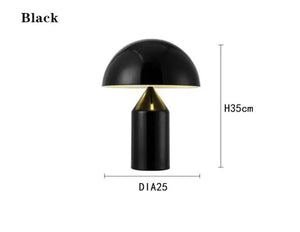 Electroplating Nordic Black White Gold Mushroom Table Lamp for Desk Living Dining Room Bedroom Bedside Metal LED Desktop Decorat