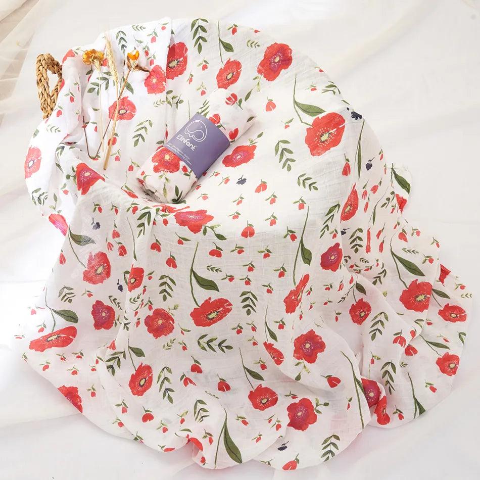 Elinfant 100% cotton 120*110cm 2 Layers Newborn Baby Bath Towel Wrap Muslin Swaddle Blankets Wholesale Dropshipping