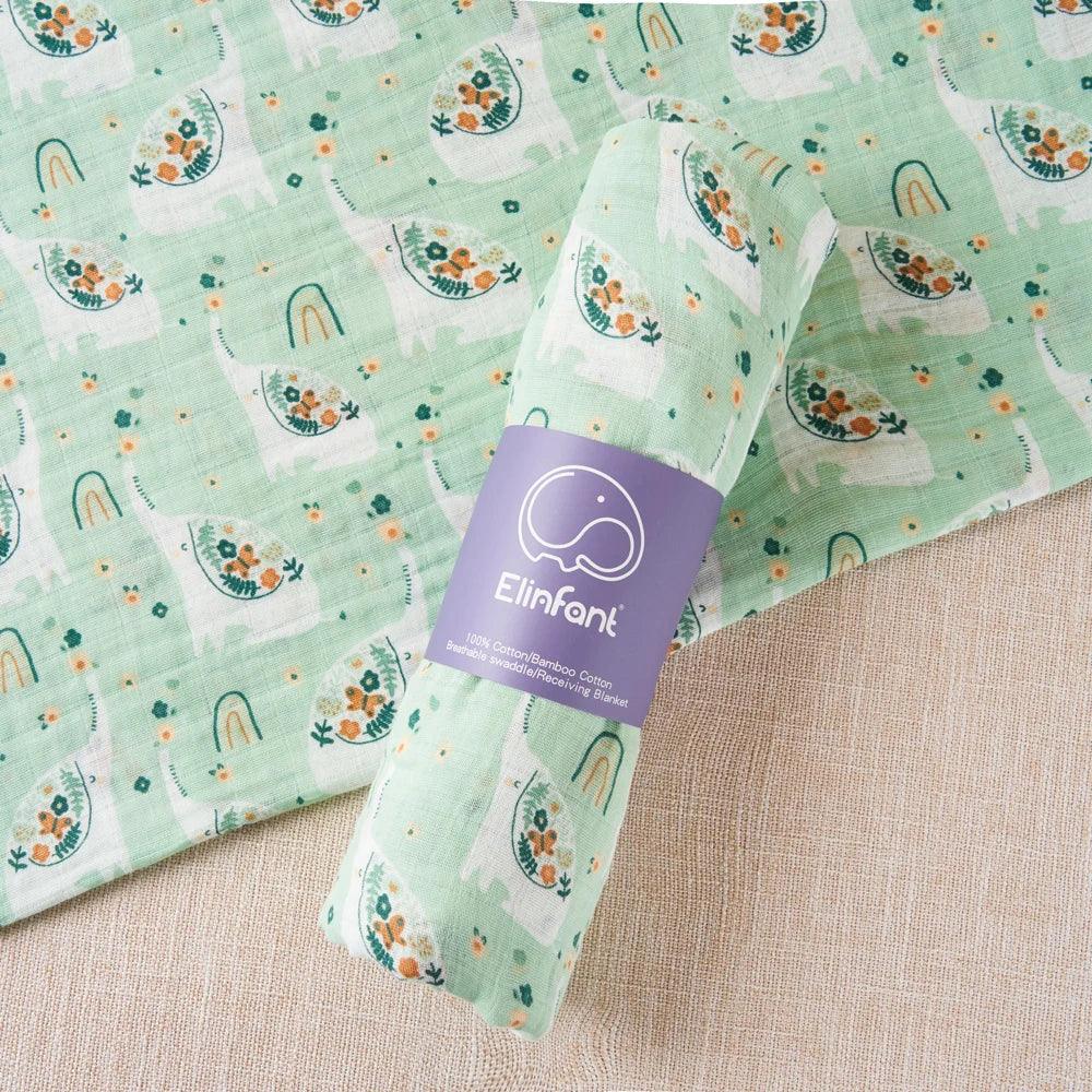 Elinfant 100% cotton 120*110cm 2 Layers Newborn Baby Bath Towel Wrap Muslin Swaddle Blankets Wholesale Dropshipping