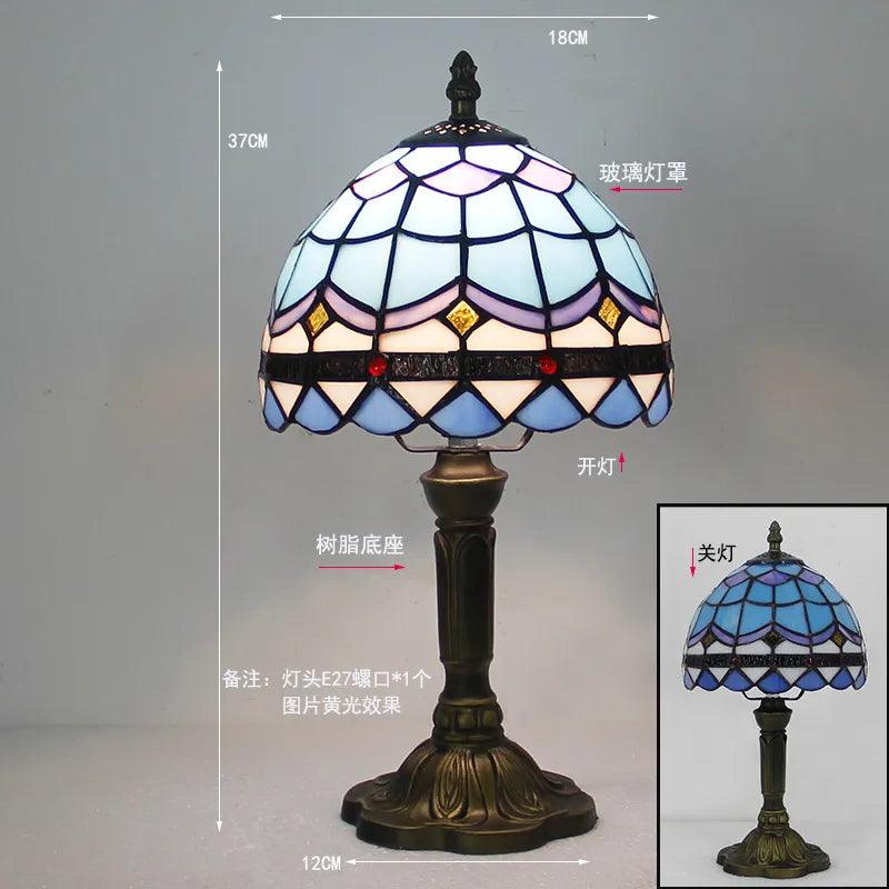 European Tiffany Retro Restaurant Bar Cafe Stained Glass Bedside Bedroom Creative Small Table Lamp E27 AC110V 220V