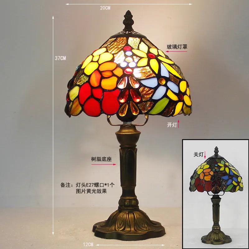 European Tiffany Retro Restaurant Bar Cafe Stained Glass Bedside Bedroom Creative Small Table Lamp E27 AC110V 220V