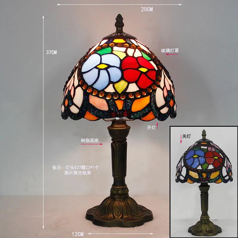 European Tiffany Retro Restaurant Bar Cafe Stained Glass Bedside Bedroom Creative Small Table Lamp E27 AC110V 220V