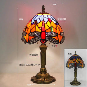 European Tiffany Retro Restaurant Bar Cafe Stained Glass Bedside Bedroom Creative Small Table Lamp E27 AC110V 220V